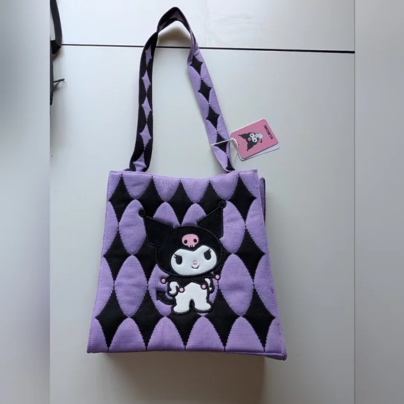 NWT - NEW - Licensed Sanrio - Kuromi Knitted Shopper Tote - Picture 1 of 3